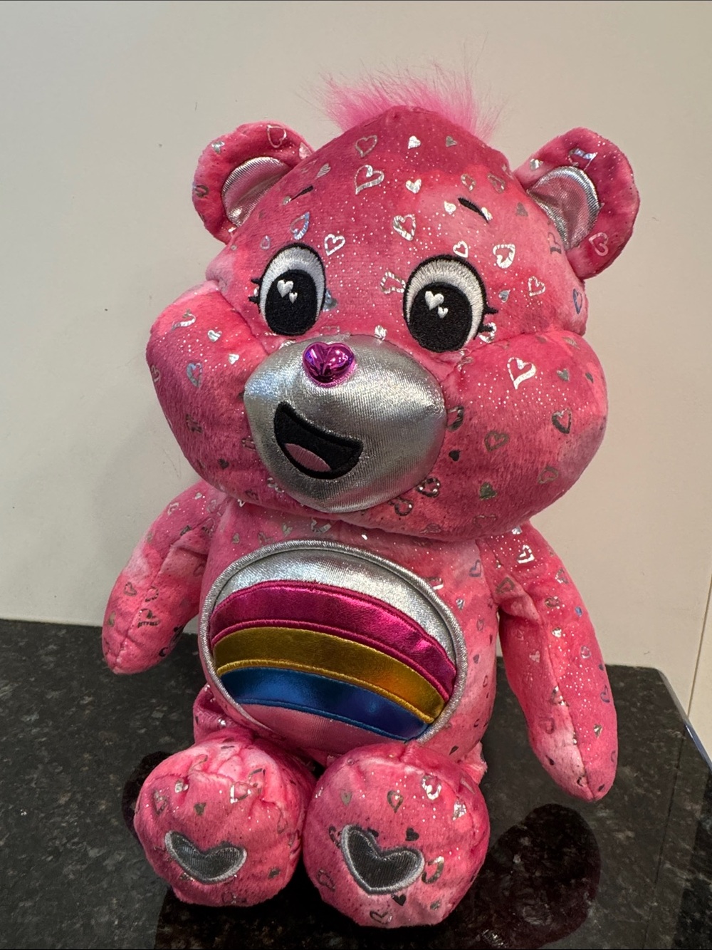 2024 Limited Edition Collectible Care Bears Pink Rainbow Cheer Bear Light Glows!